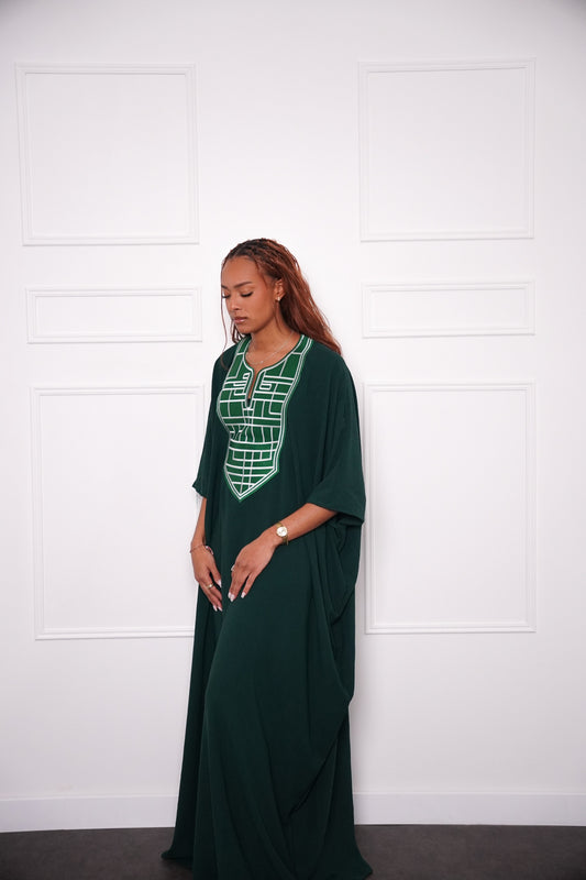 Melya Boubou – bubu africain femme verte  élégante  Maison Kemeti
